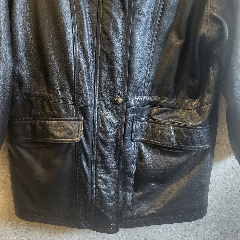 Vintage Winlit Leather Jacket Mens, Parka Jacket, Black Leather, Size M‎ - Picture 8 of 10